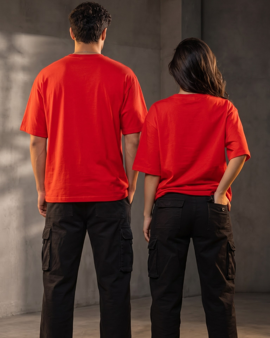 Premium unisex oversized red T-shirt made from heavyweight 240 GSM 100% breathable cotton with a relaxed streetwear fit from white bear brand
