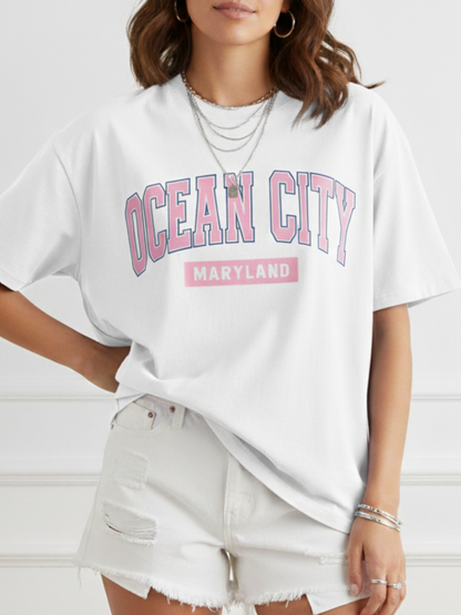 white Casual Streetwear Tee for Women