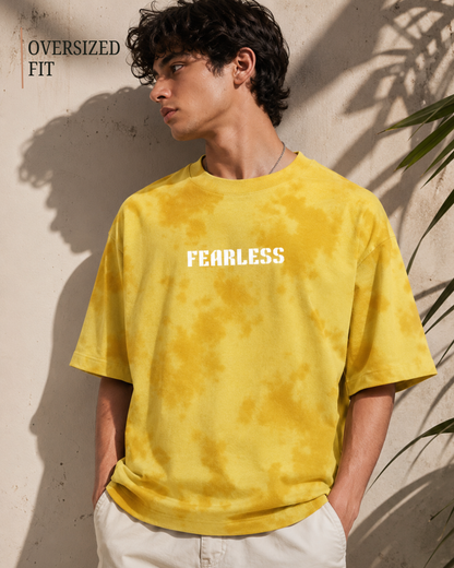 premium yellow tie dye oversized unisex t-shirt made from heavyweight 260 GSM cotton featuring a relaxed fit and modern streetwear style from white bear brand